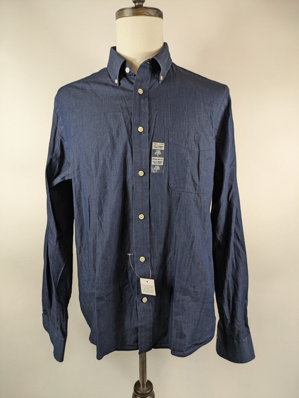 Ralph Lauren Mens L Shirt 16.5 Blue Button Down New Regular Fit Long Sleeve NWT